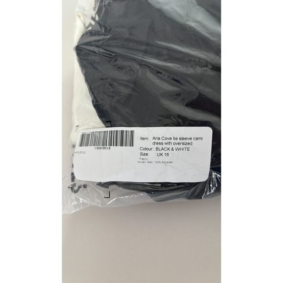 Aria Cove Taylor Satin Cami Mini Dress Oversized Bow Black White Womens Size 12 - Picture 14 of 14